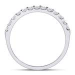 14kt White Gold Womens Round Diamond Single Row Machine-set Wedding Band 1/3 Cttw