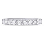 14kt White Gold Womens Round Diamond Single Row Machine-set Wedding Band 1 Cttw