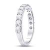 14kt White Gold Womens Round Diamond Single Row Machine-set Wedding Band 1 Cttw