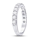 14kt White Gold Womens Round Diamond Single Row Machine-set Wedding Band 1 Cttw