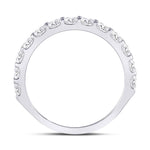 14kt White Gold Womens Round Diamond Single Row Machine-set Wedding Band 1 Cttw