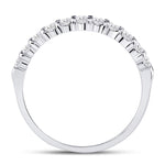 14kt White Gold Womens Round Diamond Single Row Machine-set Wedding Band 1/2 Cttw