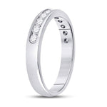 14kt White Gold Womens Round Diamond Single Row Channel-set Wedding Band 1/2 Cttw