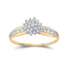 10kt Yellow Gold Womens Round Diamond Cluster Ring 1/10 Cttw