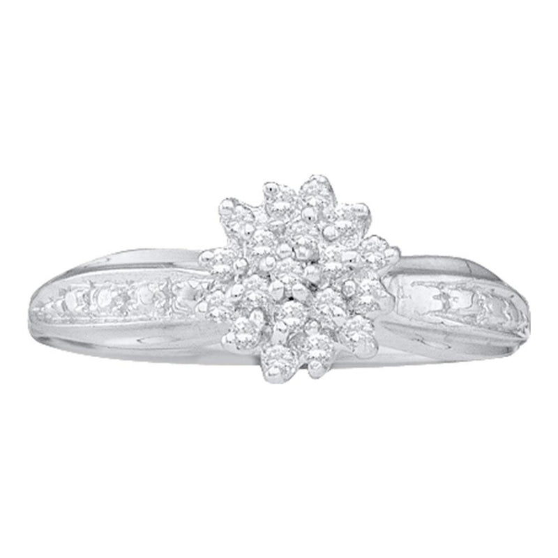 10kt White Gold Womens Round Diamond Cluster Ring 1/10 Cttw