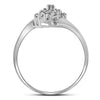 10kt White Gold Womens Round Prong-set Diamond Cluster Slender Ring 1/8 Cttw