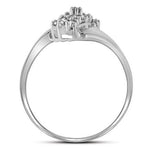 10kt White Gold Womens Round Prong-set Diamond Cluster Slender Ring 1/8 Cttw