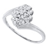 10kt White Gold Womens Round Prong-set Diamond Cluster Slender Ring 1/8 Cttw