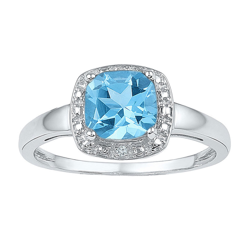 Sterling Silver Womens Princess Lab-Created Blue Topaz Solitaire Ring 1-7/8 Cttw