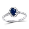 10kt White Gold Womens Oval Lab-Created Blue Sapphire Solitaire Ring 3/4 Cttw