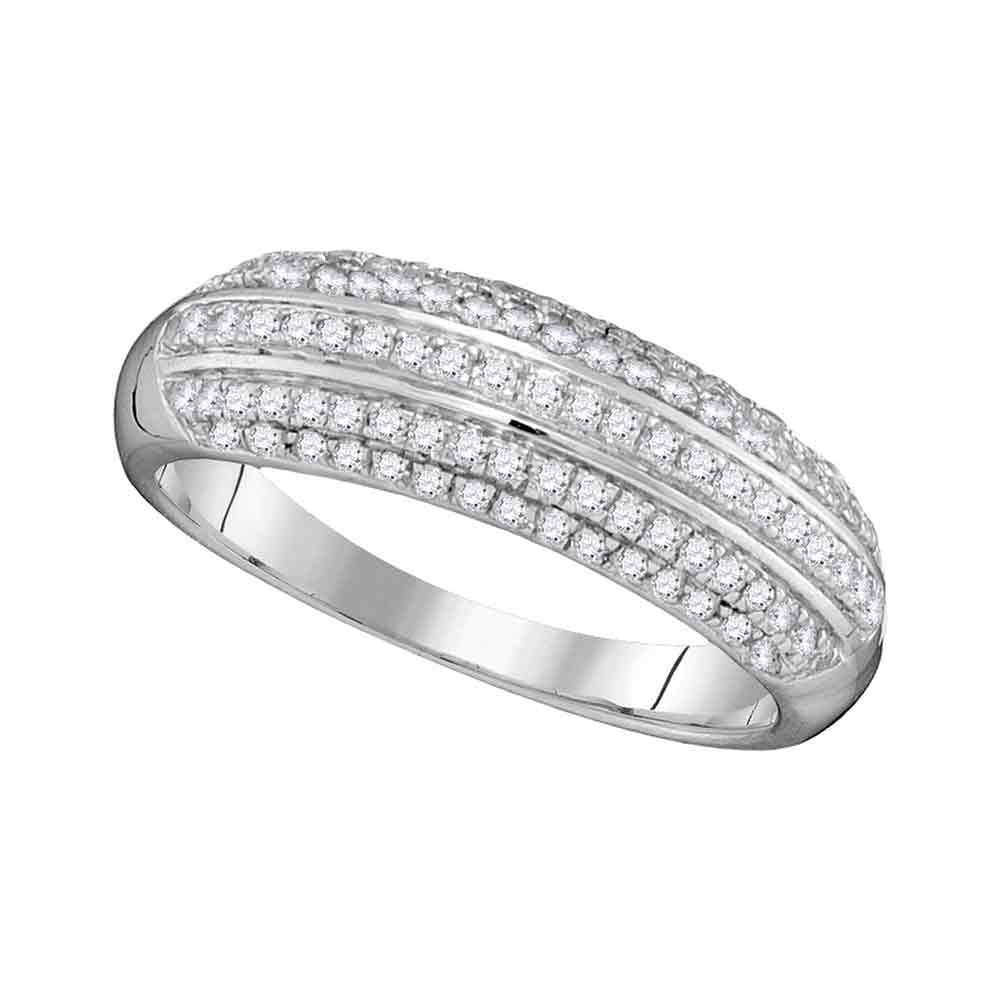 10kt White Gold Womens Round Diamond Fashion Band Ring 1/2 Cttw