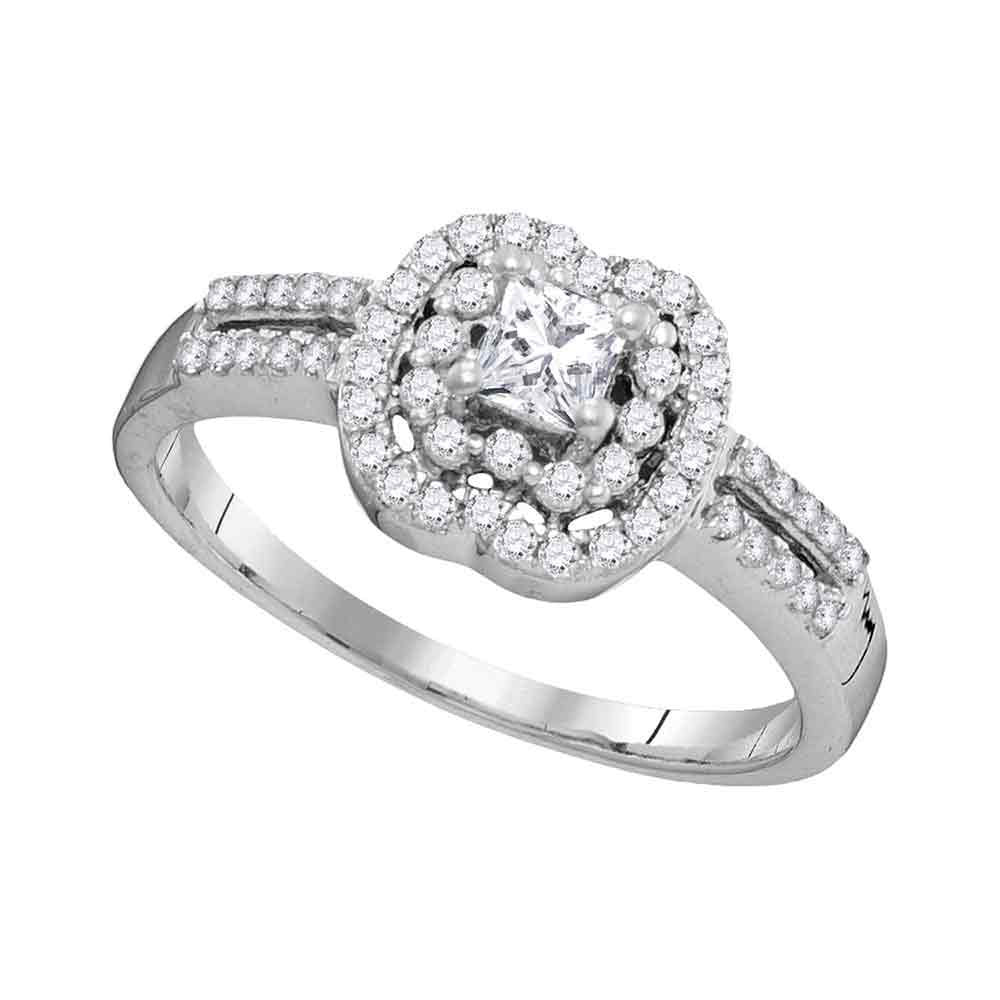 10k White Gold Princess Diamond Solitaire Bridal Wedding Engagement Ring 1/2 Cttw