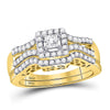 14kt Yellow Gold Princess Diamond Bridal Wedding Ring Band Set 5/8 Cttw