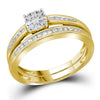 10kt Yellow Gold Round Diamond Bridal Wedding Ring Band Set 1/3 Cttw