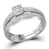 10kt White Gold Round Diamond Bridal Wedding Ring Band Set 1/3 Cttw