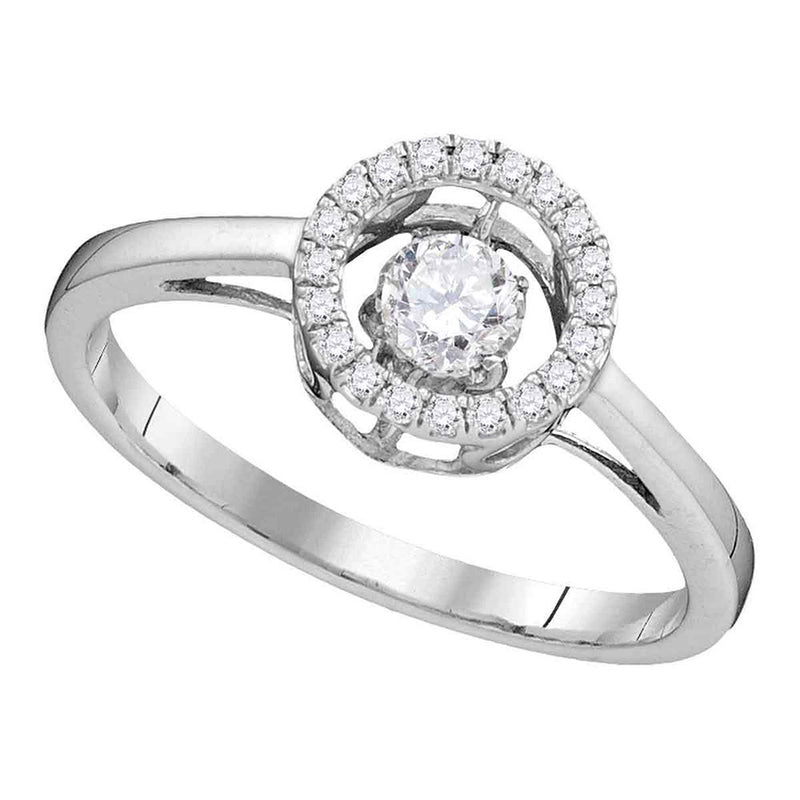 10kt White Gold Womens Round Diamond Moving Twinkle Solitaire Ring 1/5 Cttw