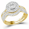 14kt Yellow Gold Round Diamond Bridal Wedding Ring Band Set 7/8 Cttw