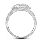 14kt White Gold Round Diamond Double Halo Bridal Wedding Ring Band Set 1 Cttw