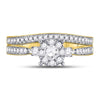 14kt Yellow Gold Round Diamond Bridal Wedding Ring Band Set 5/8 Cttw