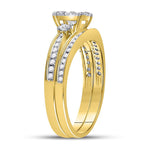 14kt Yellow Gold Round Diamond Bridal Wedding Ring Band Set 5/8 Cttw