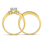 14kt Yellow Gold Round Diamond Bridal Wedding Ring Band Set 5/8 Cttw