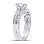 14kt White Gold Diamond Princess Bridal Wedding Ring Band Set 5/8 Cttw