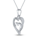 Sterling Silver Womens Round Diamond Heart Pendant .02 Cttw