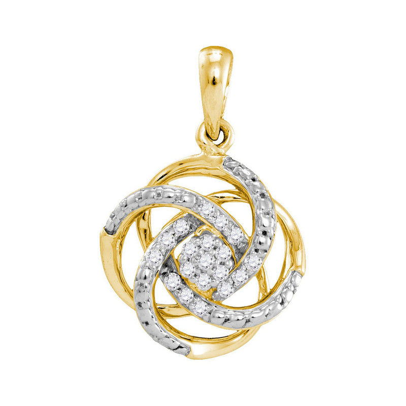 10kt Yellow Gold Womens Round Diamond Cluster Pendant 1/10 Cttw