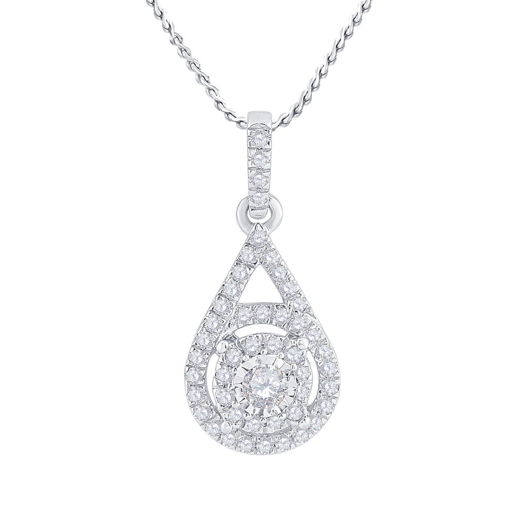 10kt White Gold Womens Round Diamond Solitaire Circle Frame Pendant 1/4 Cttw