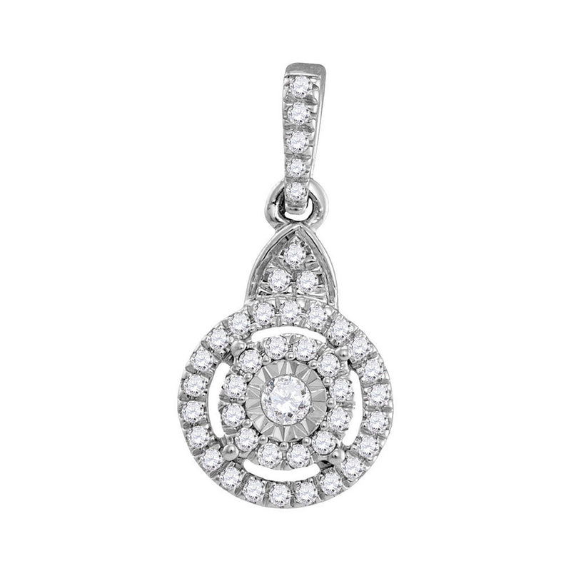 10kt White Gold Womens Round Diamond Cluster Pendant 1/5 Cttw