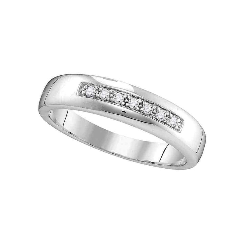 10kt White Gold Womens Round Diamond Single Row Wedding Band 1/10 Cttw