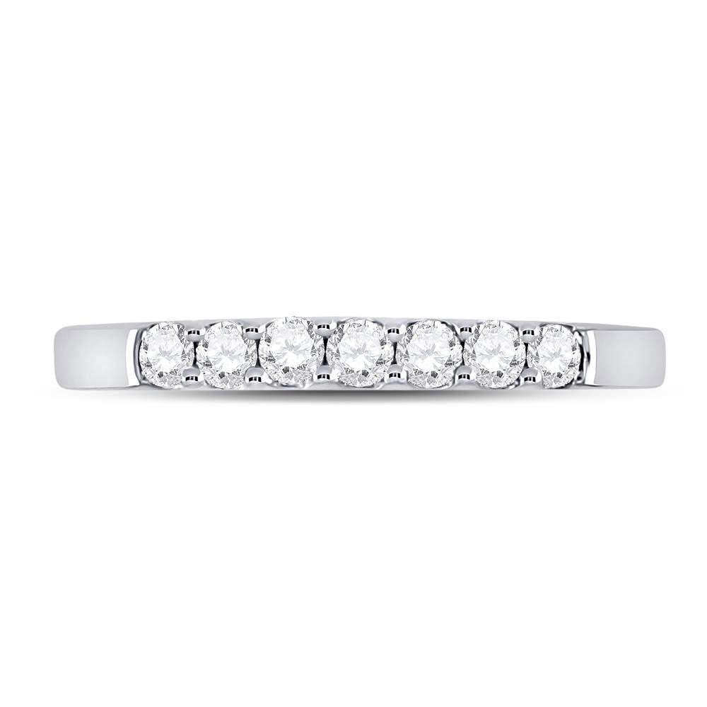 14kt White Gold Womens Round Diamond Single Row Wedding Band 1/4 Cttw