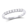 14kt White Gold Womens Round Diamond Single Row Wedding Band 1/4 Cttw