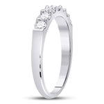 14kt White Gold Womens Round Diamond Single Row Wedding Band 1/2 Cttw