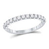 14kt White Gold Womens Round Diamond Single Row Wedding Band 1/2 Cttw