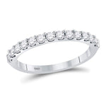 14kt White Gold Womens Round Diamond Single Row Wedding Band 1/2 Cttw