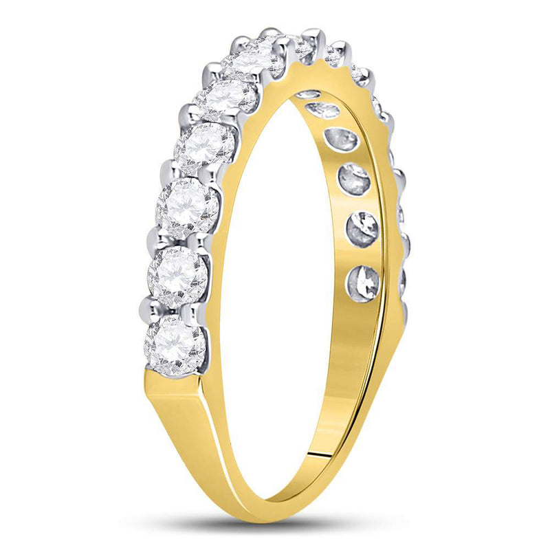 14kt Yellow Gold Womens Round Diamond Single Row Band Ring 1 Cttw