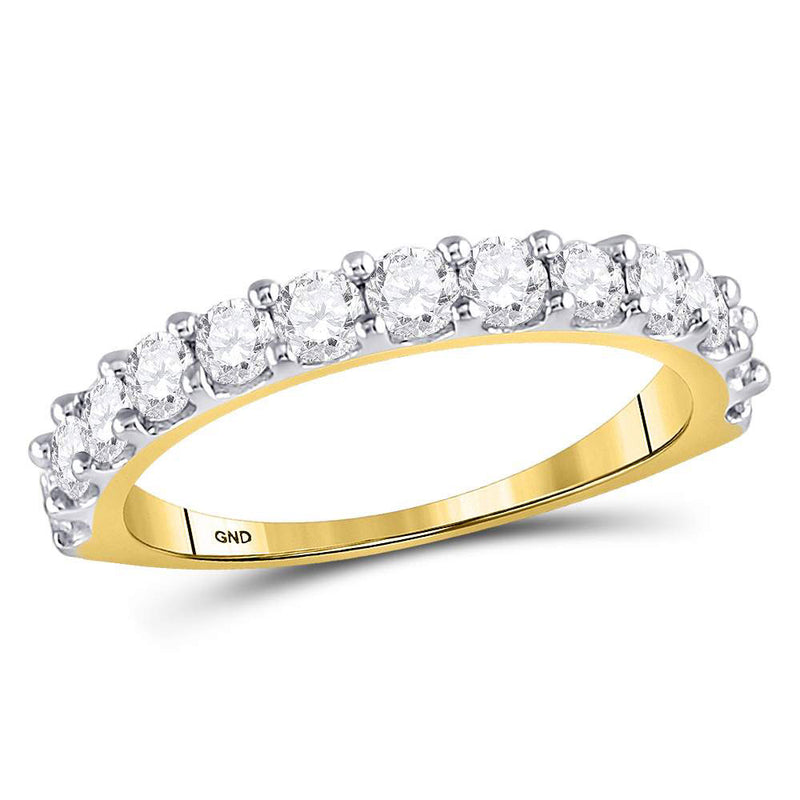 14kt Yellow Gold Womens Round Diamond Single Row Band Ring 1 Cttw