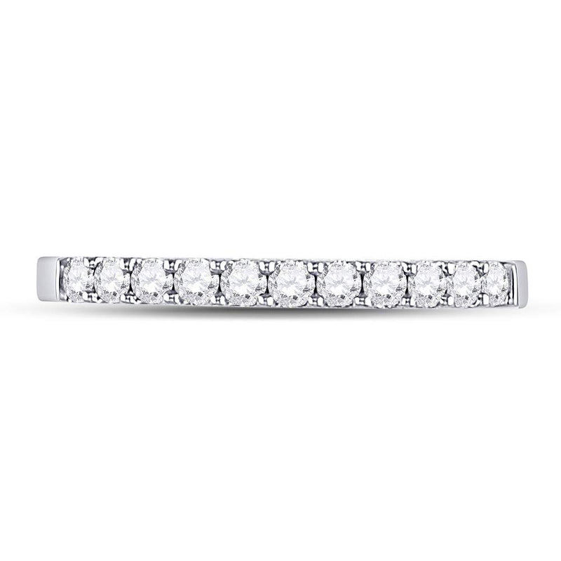 14kt White Gold Womens Round Diamond Single Row Wedding Band 1/4 Cttw