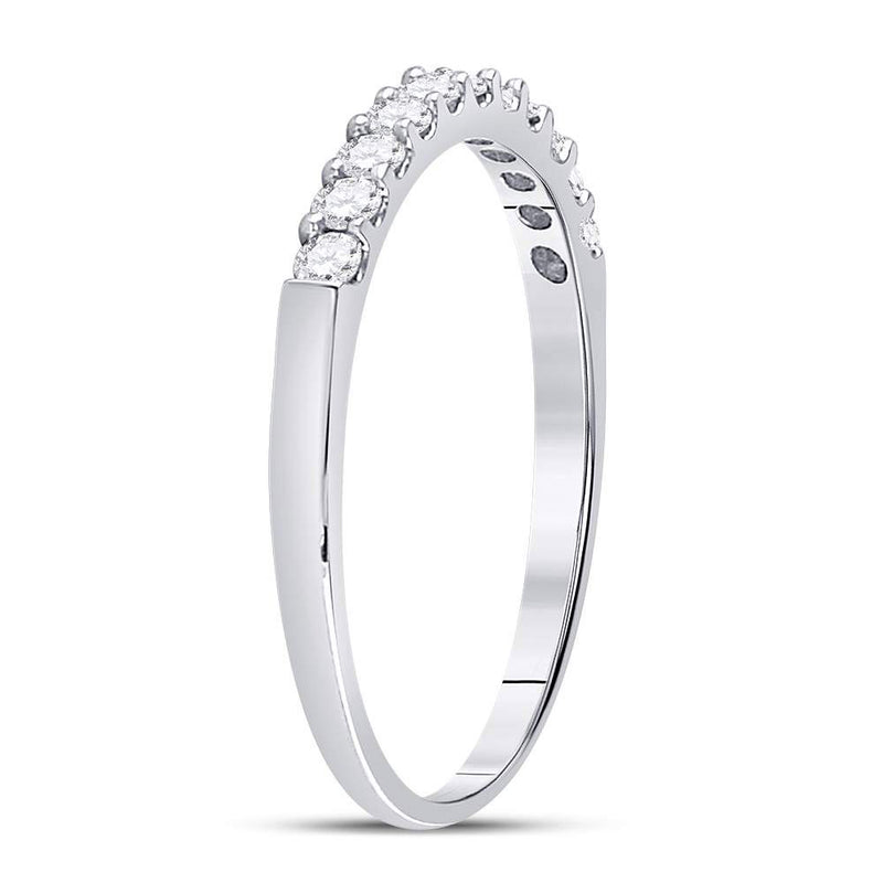 14kt White Gold Womens Round Diamond Single Row Wedding Band 1/4 Cttw