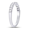 14kt White Gold Womens Round Diamond Single Row Wedding Band 1/2 Cttw