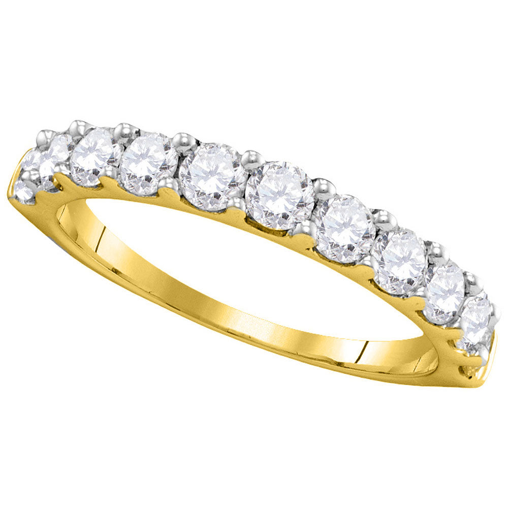 14kt Yellow Gold Womens Round Pave-set Diamond Wedding Band Ring 1 Cttw