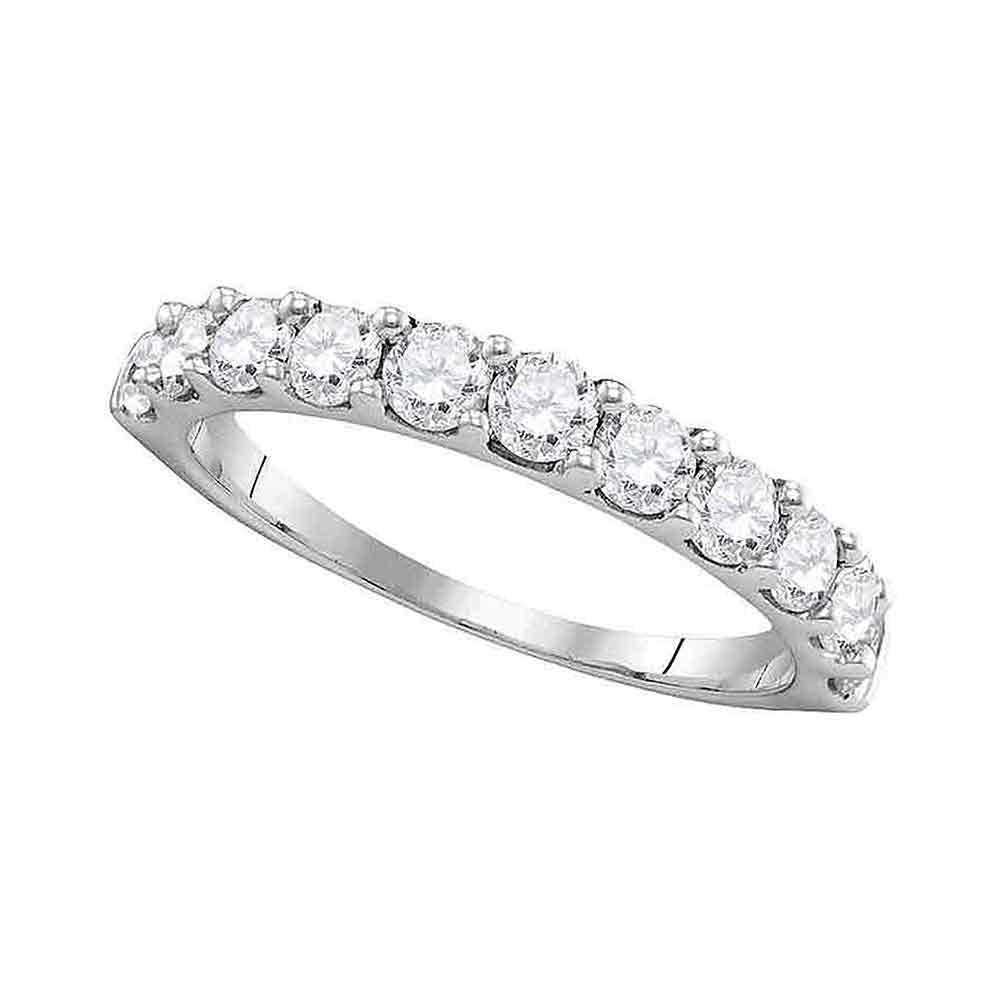 14kt White Gold Womens Round Pave-set Diamond Wedding Band Ring 1 Cttw