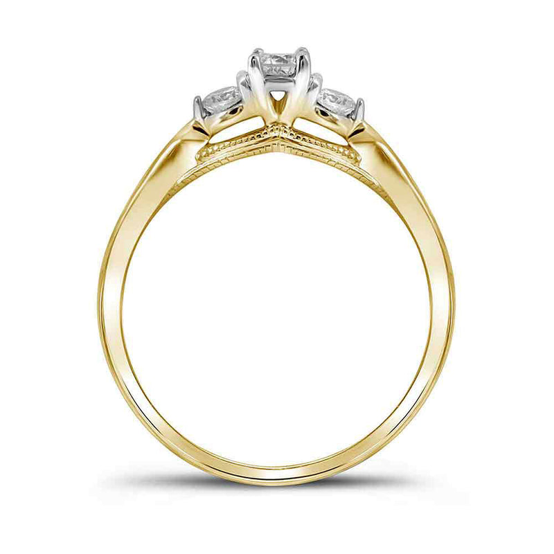 10kt Yellow Gold Round Diamond 3-stone Bridal Wedding Engagement Ring 3/8 Cttw