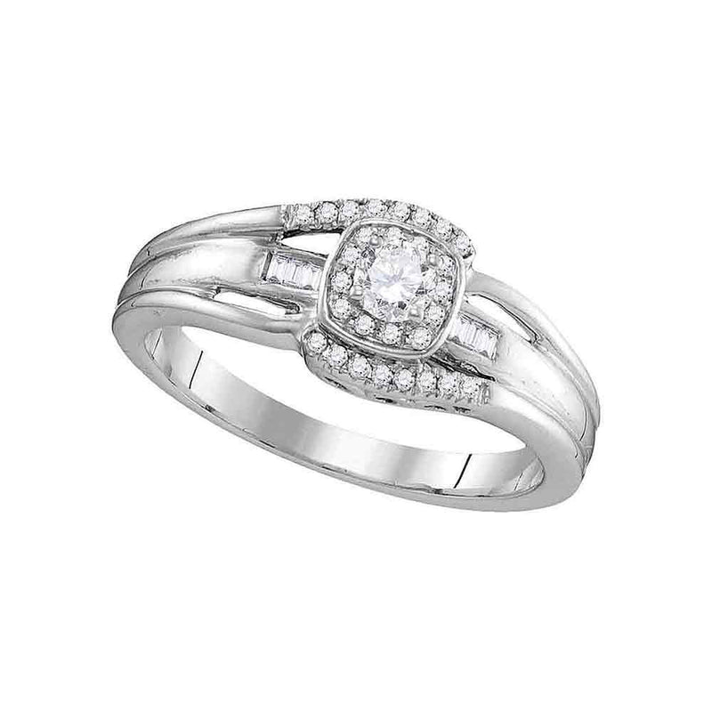 10kt White Gold Round Diamond Solitaire Bridal Wedding Engagement Ring 1/4 Cttw