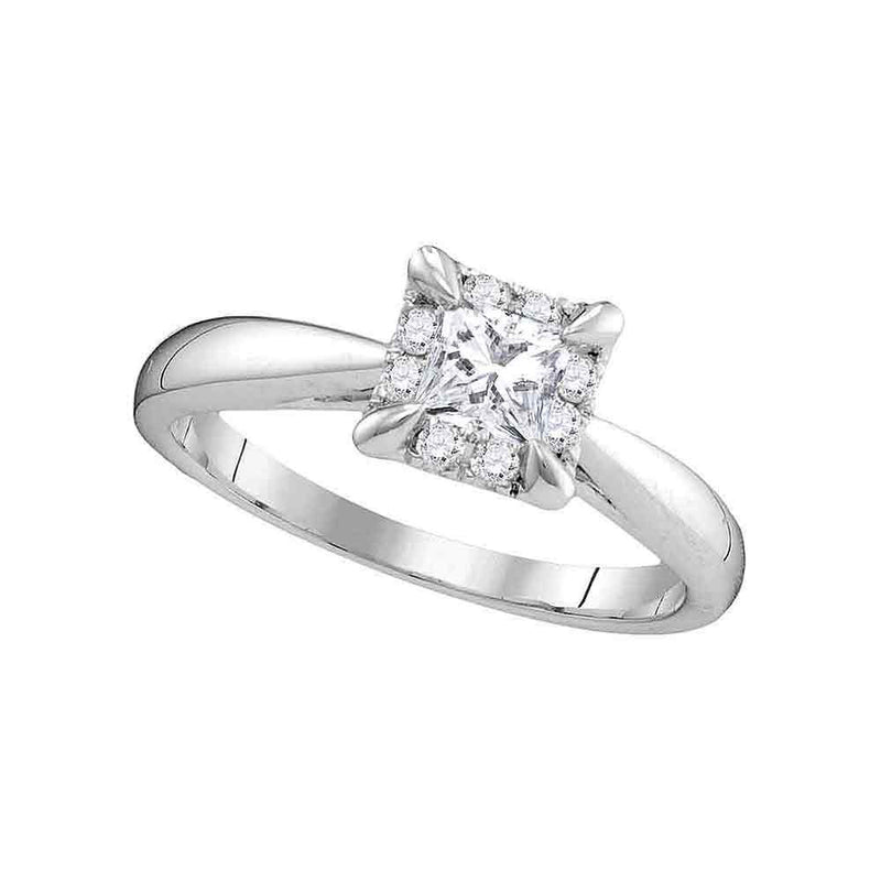 14kt White Gold Princess Diamond Solitaire Bridal Wedding Engagement Ring 1/2 Cttw