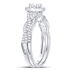 14kt White Gold Round Diamond Twist Bridal Wedding Ring Band Set 5/8 Cttw