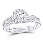 14kt White Gold Round Diamond Twist Bridal Wedding Ring Band Set 5/8 Cttw