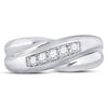 10kt White Gold Mens Round Diamond Diagonal Row Matte Band Ring 1/4 Cttw