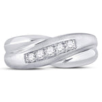 10kt White Gold Mens Round Diamond Diagonal Row Matte Band Ring 1/4 Cttw